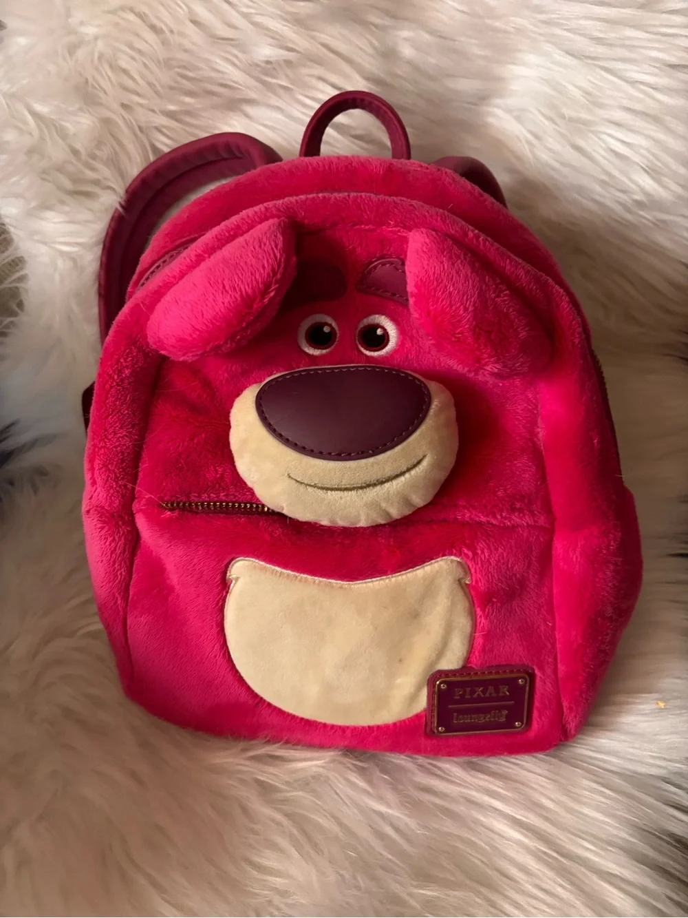 Loungefly Lotso Plush Kids or Women’s Backpack - Hot Pink and Cream